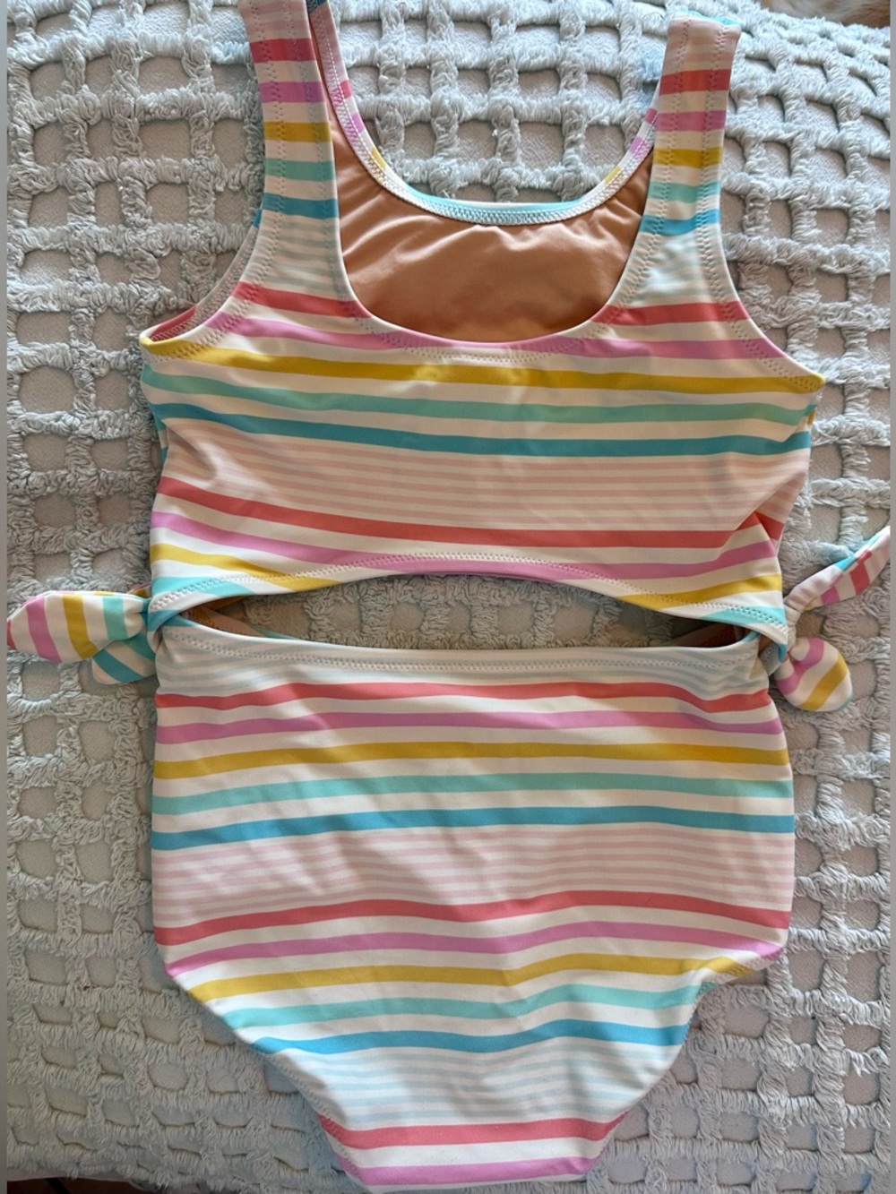 J. Crew crewcuts Pastel Striped Cut Out One Piece Lined Swimsuit - Picture 4 of 6